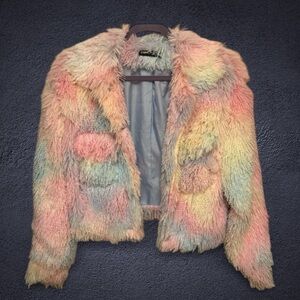 Pastel rainbow shaggy jacket